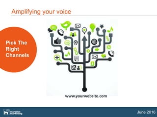 15
June 2016
Amplifying your voice
Pick The
Right
Channels
www.yourwebsite.com
 