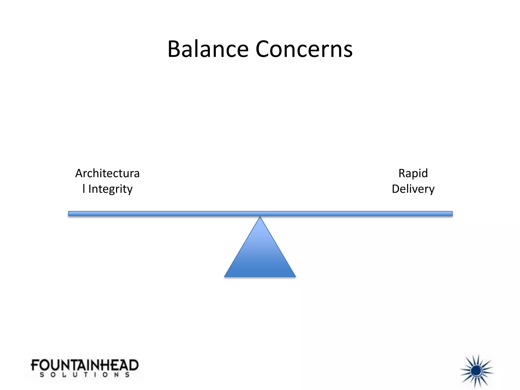 Balance Concerns



Architectura                       Rapid
 l Integrity                      Delivery
 