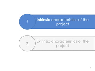 99
Intrinsic characteristics of the
project
1
Extrinsic characteristics of the
project2	
  
 