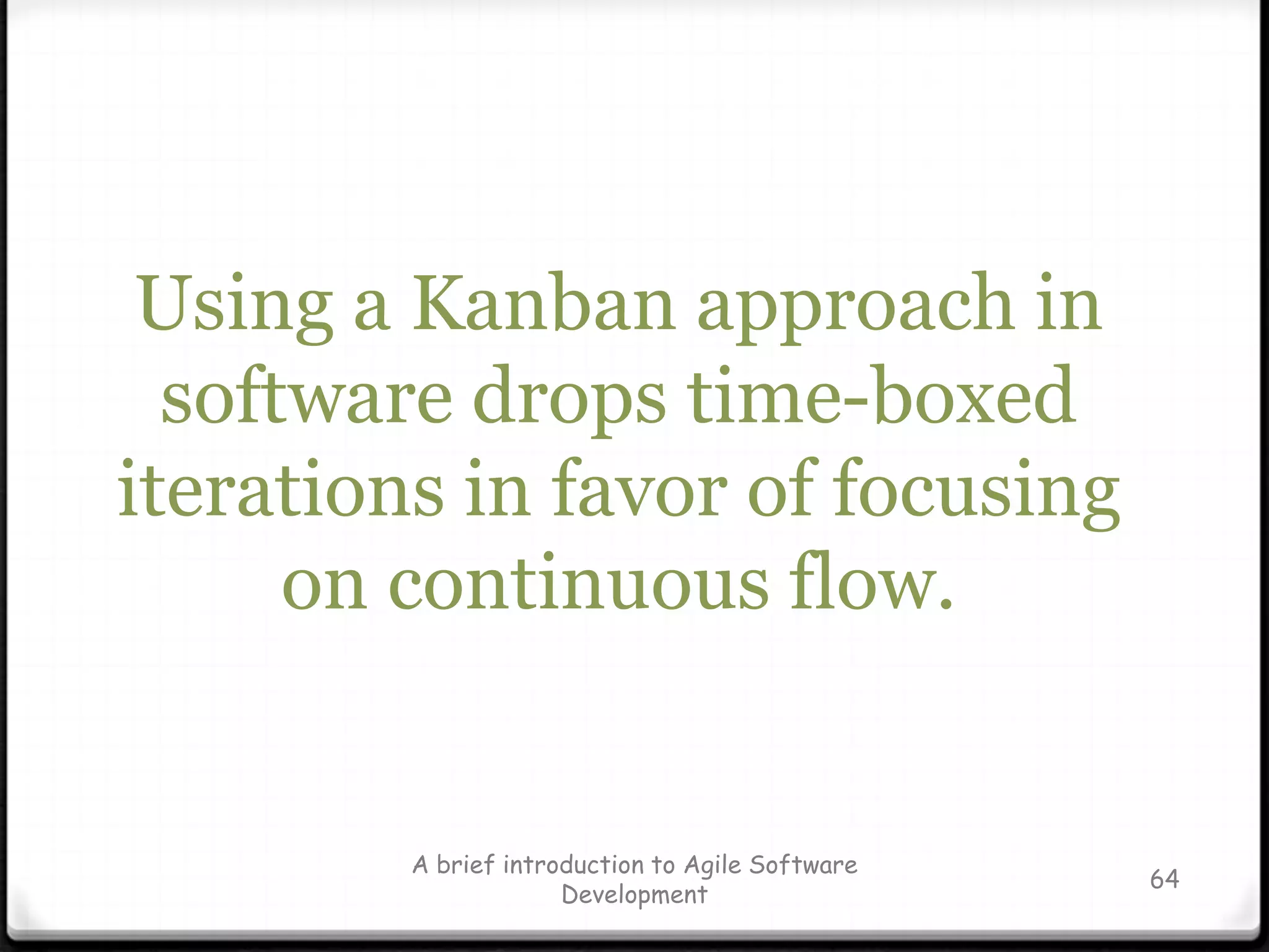 Crystal Clear PracticesFrequent DeliveryReflective ImprovementOsmotic CommunicationPersonal SafetyFocusEasy Access to Expert UsersAutomated TestsConfiguration ManagementFrequent IntegrationA brief introduction to Agile Software Development56