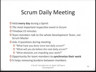 Examples of Product BacklogA brief introduction to Agile Software Development27