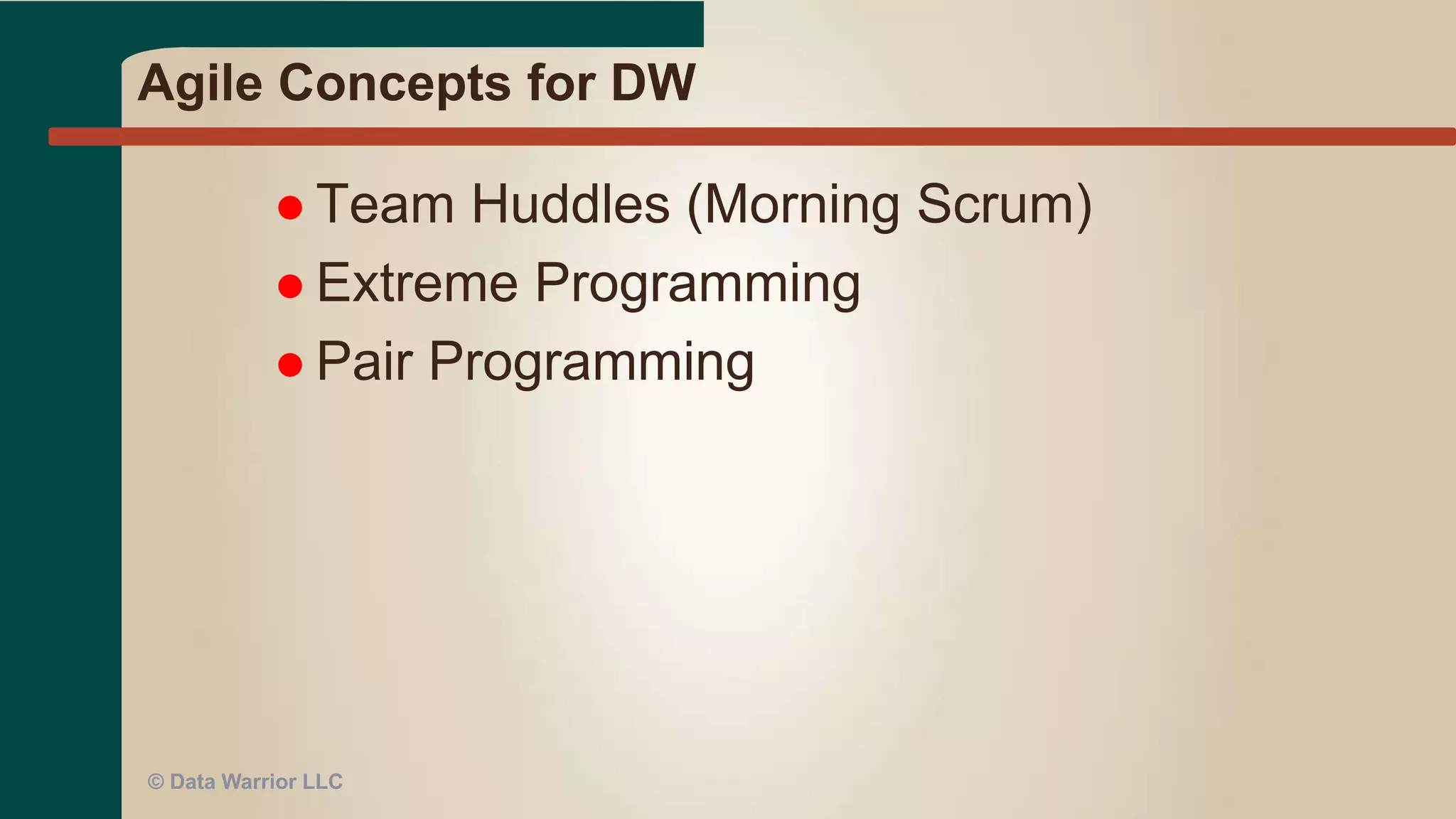 Decision Model in Action
Plan
Debate Decision

Check
Point
Questions
?
?
?
?
Answers
Mini-Debate
(Cause a
Slight Change
in Direction)
Iterate
Courtesy of Dr. Ed Freeman, CIO/CTO, Denver Public Schools
© Data Warrior LLC
 