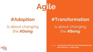 Barriers to #Agile
#Adoption
“Ability to #change the #culture
is the N°1 barrier to further agile
adoption of the past 6 years”
State of Agile Development survey
VersionOne - 2015
 