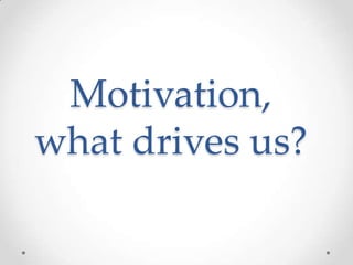 Motivation,
what drives us?
 