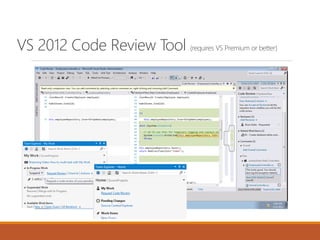 VS 2012 Code Review Tool (requires VS Premium or better)

 