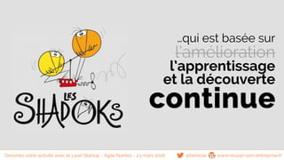 www.reussir-son-entreprise.fr
…qui est basée sur
l’amélioration
l’apprentissage
et la découverte
continue
@famisse www.reussir-son-entreprise.frDessinez votre activité avec le Lean Startup - Agile Nantes - 23 mars 2016
 