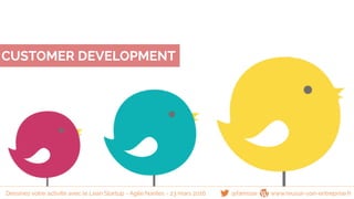 CUSTOMER DEVELOPMENT
@famisse www.reussir-son-entreprise.frDessinez votre activité avec le Lean Startup - Agile Nantes - 23 mars 2016
 