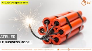 ATELIER
@famisse www.reussir-son-entreprise.fr
LE BUSINESS MODEL
60’
Dessinez votre activité avec le Lean Startup - Agile Nantes - 23 mars 2016
ATELIER DU 23 mars 2016
 