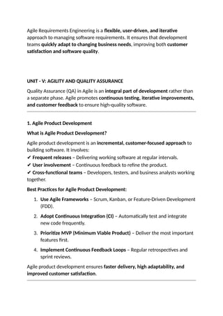 Agile development notes for students education using and deveolment | DOCX