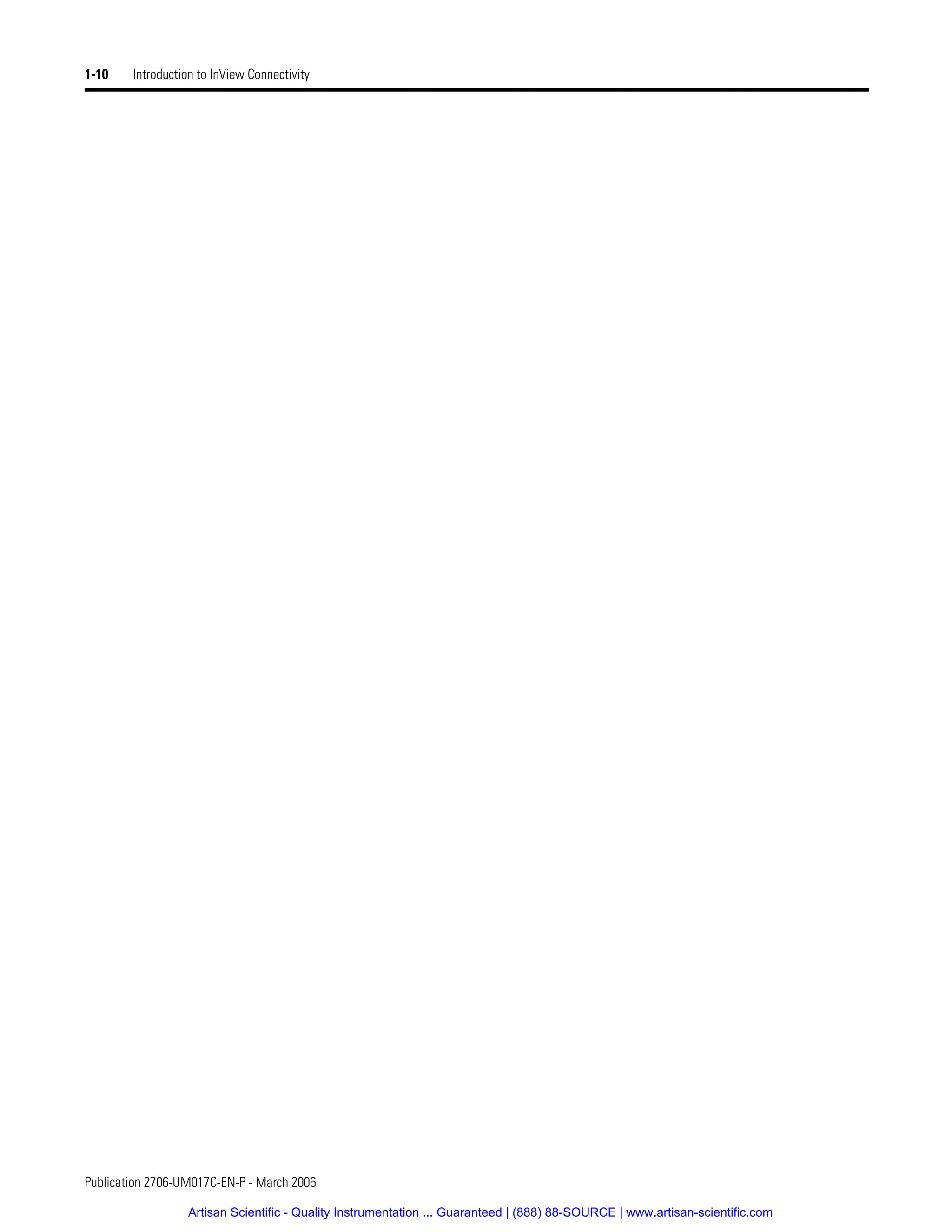 Publication 2706-UM017C-EN-P - March 2006
1-10 Introduction to InView Connectivity
Artisan Scientific - Quality Instrumentation ... Guaranteed | (888) 88-SOURCE | www.artisan-scientific.com
 