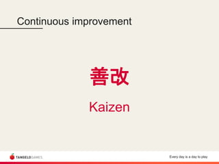 Every day is a day to play
Continuous improvement
善改
Kaizen
 