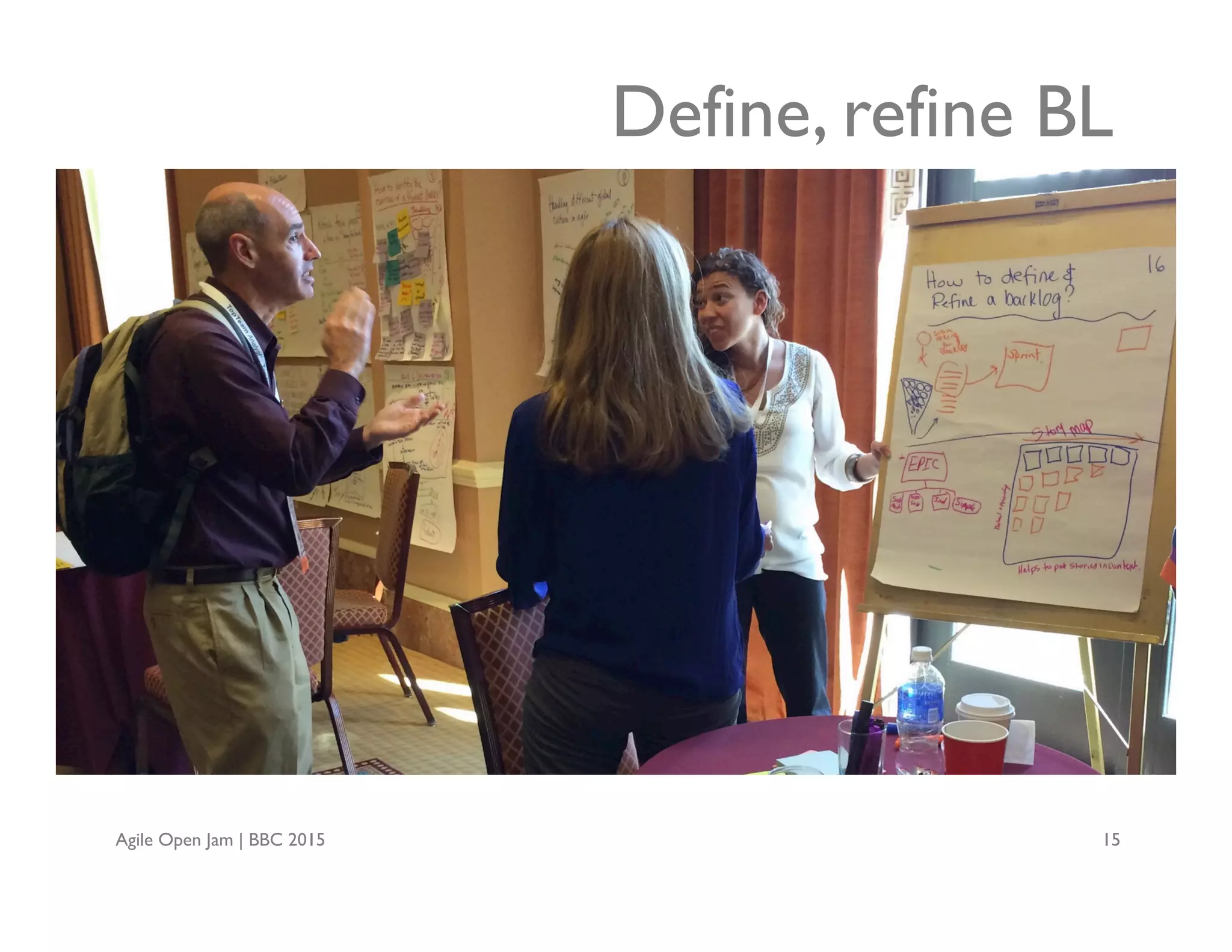 Agile Open Jam | BBC 2015 15
Define, refine BL
 