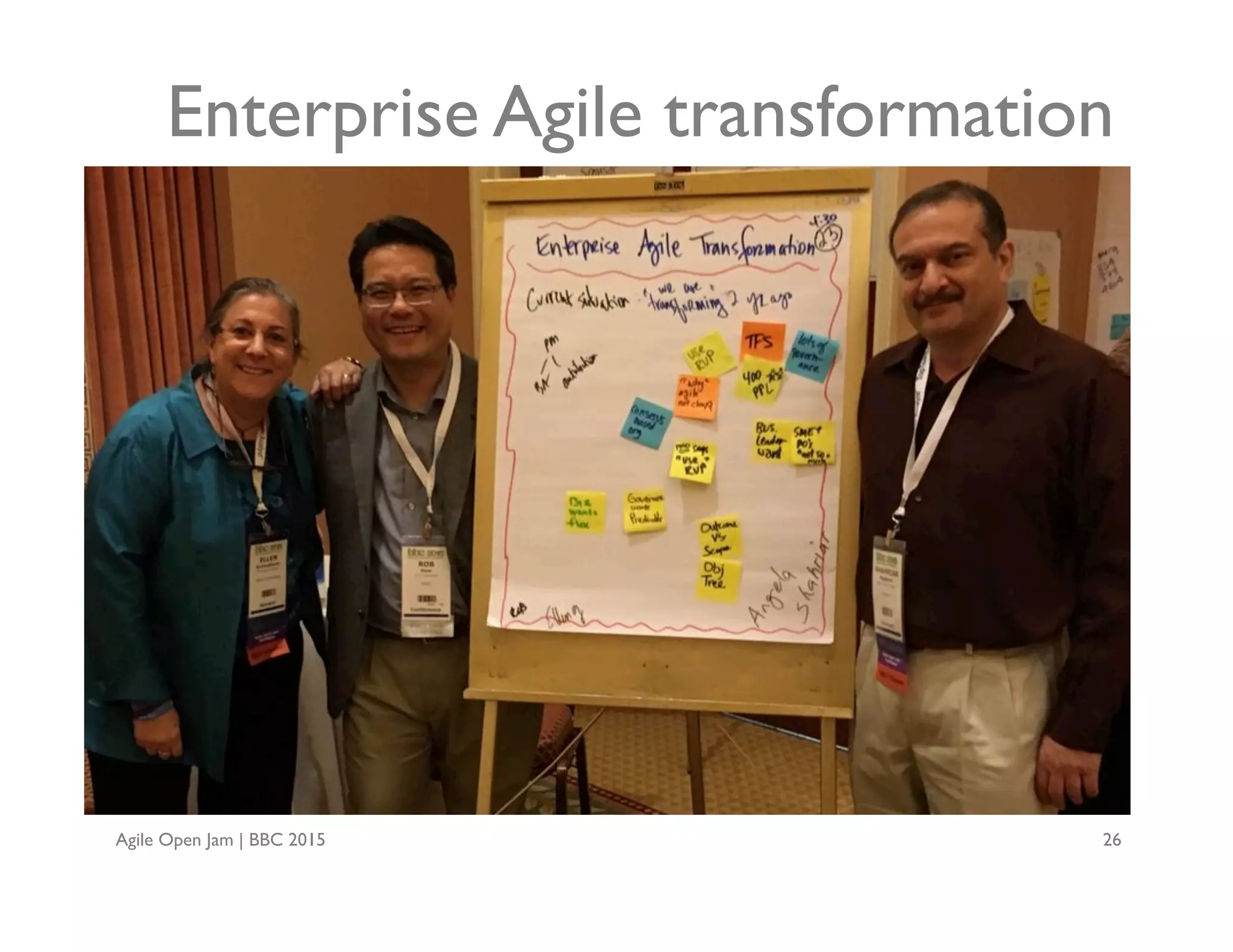 Agile Open Jam | BBC 2015 26
Enterprise Agile transformation
 