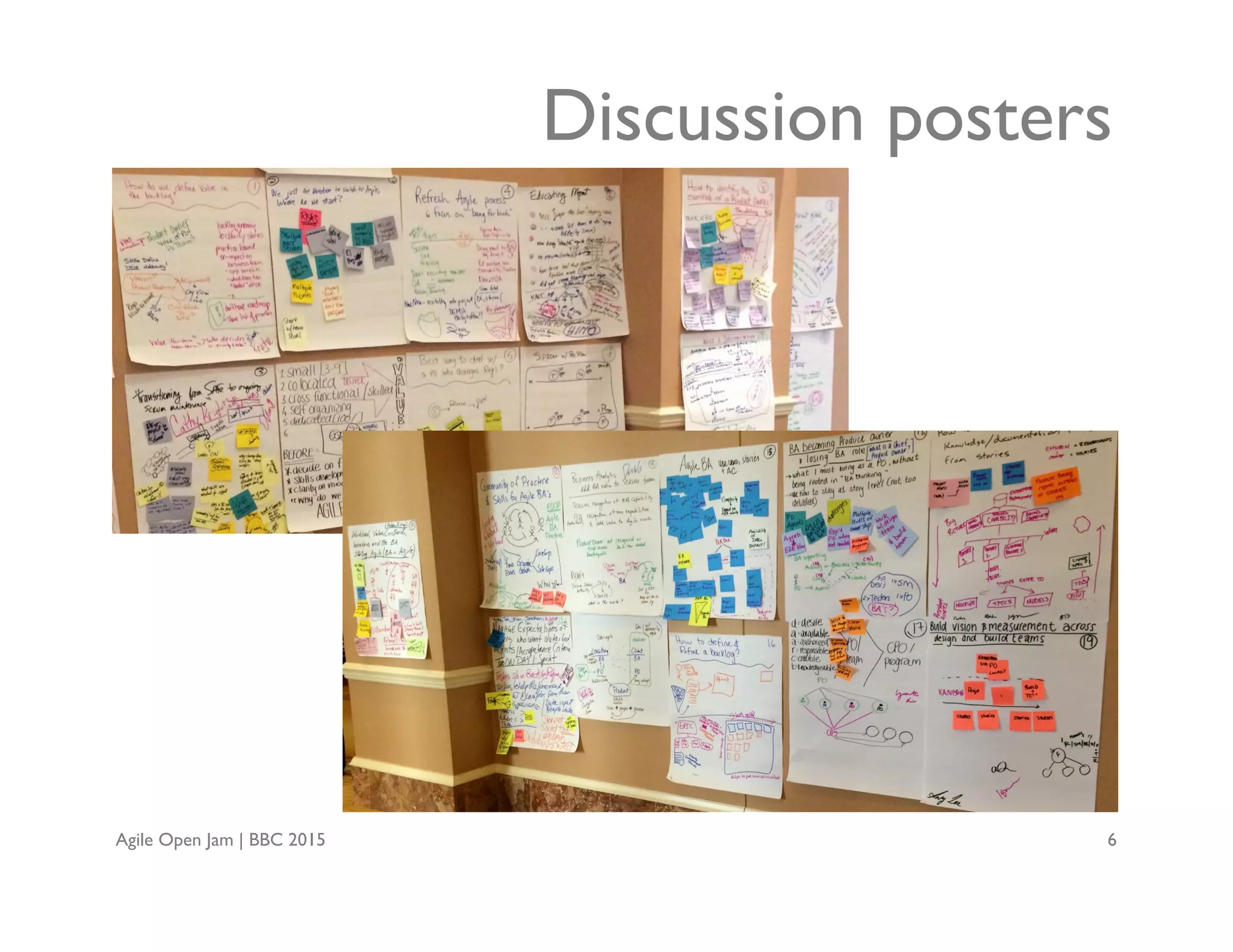 Agile Open Jam | BBC 2015 6
Discussion posters
 