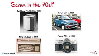 Fuji Xerox FX-3500 in 1978
Honda City in 1981
NEC PC8000 in 1979 Canon AE-1 in 1978
Scrum in the 70s?
@wwiedenroth
 