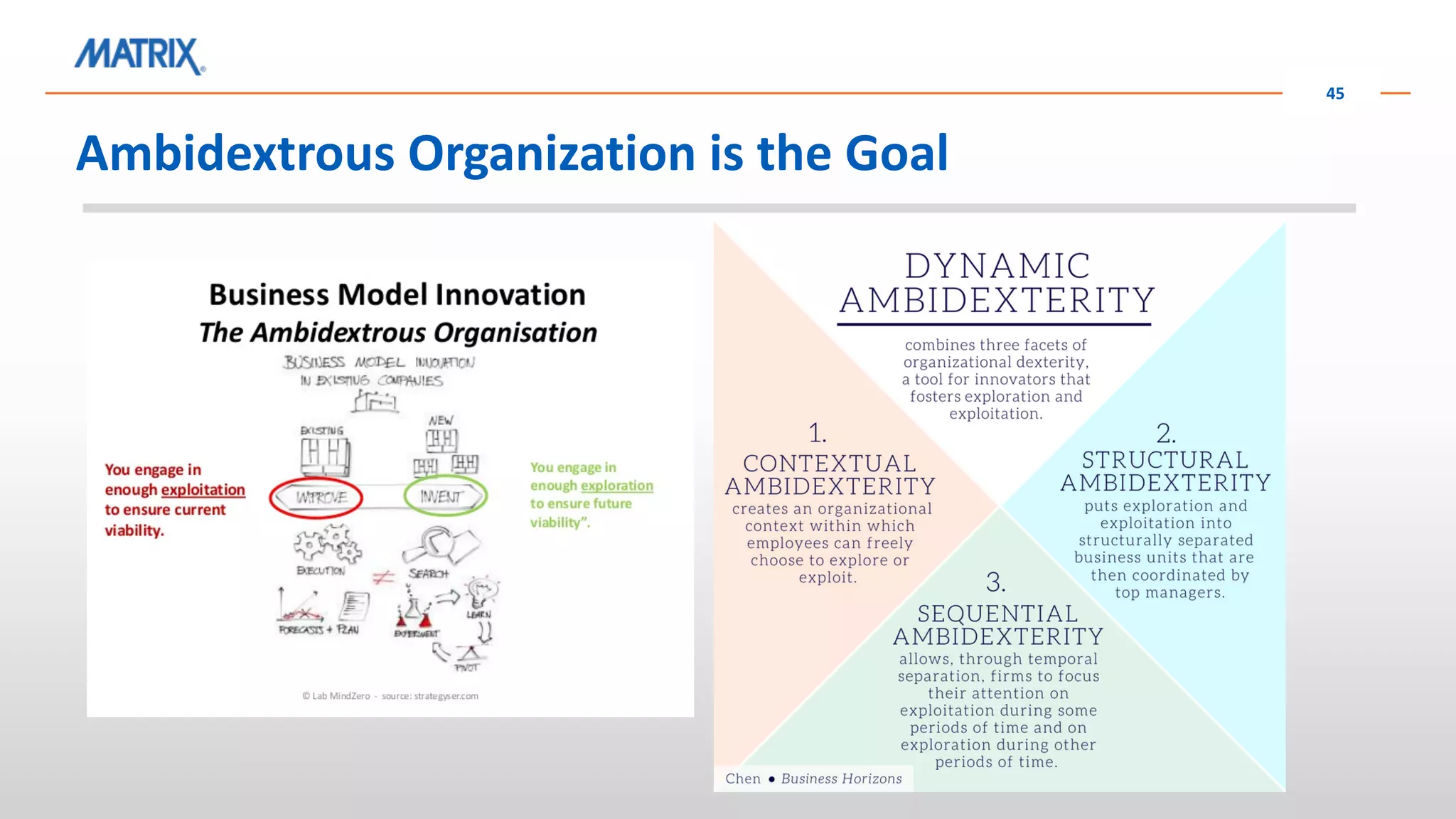 Ambidextrous Organization is the Goal
45
 