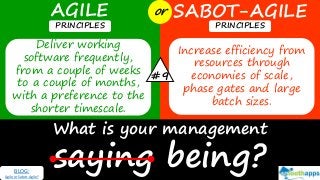 What is your management
saying being?
AGILE SABOT-AGILEor
PRINCIPLES PRINCIPLES
Deliver working
software frequently,
from a couple of weeks
to a couple of months,
with a preference to the
shorter timescale.
Increase efficiency from
resources through
economies of scale,
phase gates and large
batch sizes.
#9
BLOG:
Agile or Sabot-Agile?
 