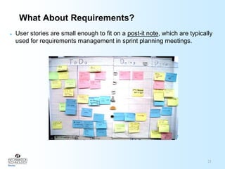 Scrum was invented by Jeff Sutherland and Ken Schwaber in 1995, and has been adopted by leading companies such as Microsoft, Fidelity, and GE.Scrum Process Overview11Product requirements are collected in a backlog.   