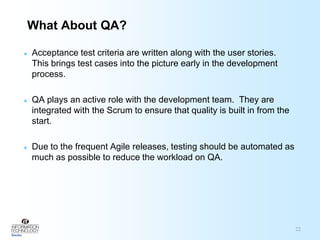 A subset of those requirements is developed into a release called a Sprint that is shipped every two to four weeks.   