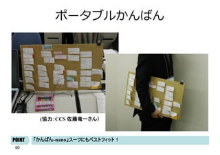 ポータブルかんばん
「かんばん-nano」スーツにもベストフィット！
POINT
(協力：CCS 佐藤竜一さん）
60
 