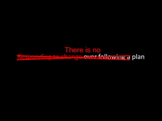 Responding to change over following a plan
There is no
 