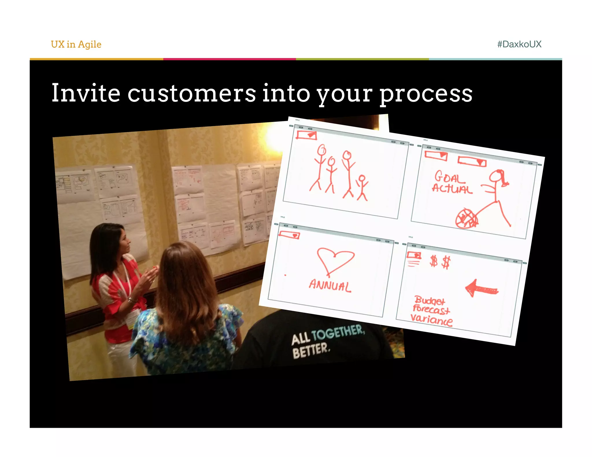 UX in Agile                          #DaxkoUX




Invite customers into your process
 