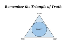 Remember the Triangle of Truth
 