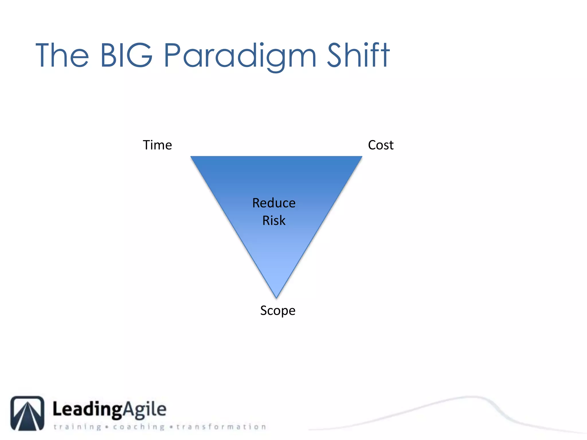 The BIG Paradigm ShiftCostTimeReduceRiskScope