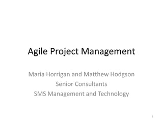 Agile Project Management Maria Horrigan and Matthew Hodgson Senior Consultants SMS Management and Technology 1 