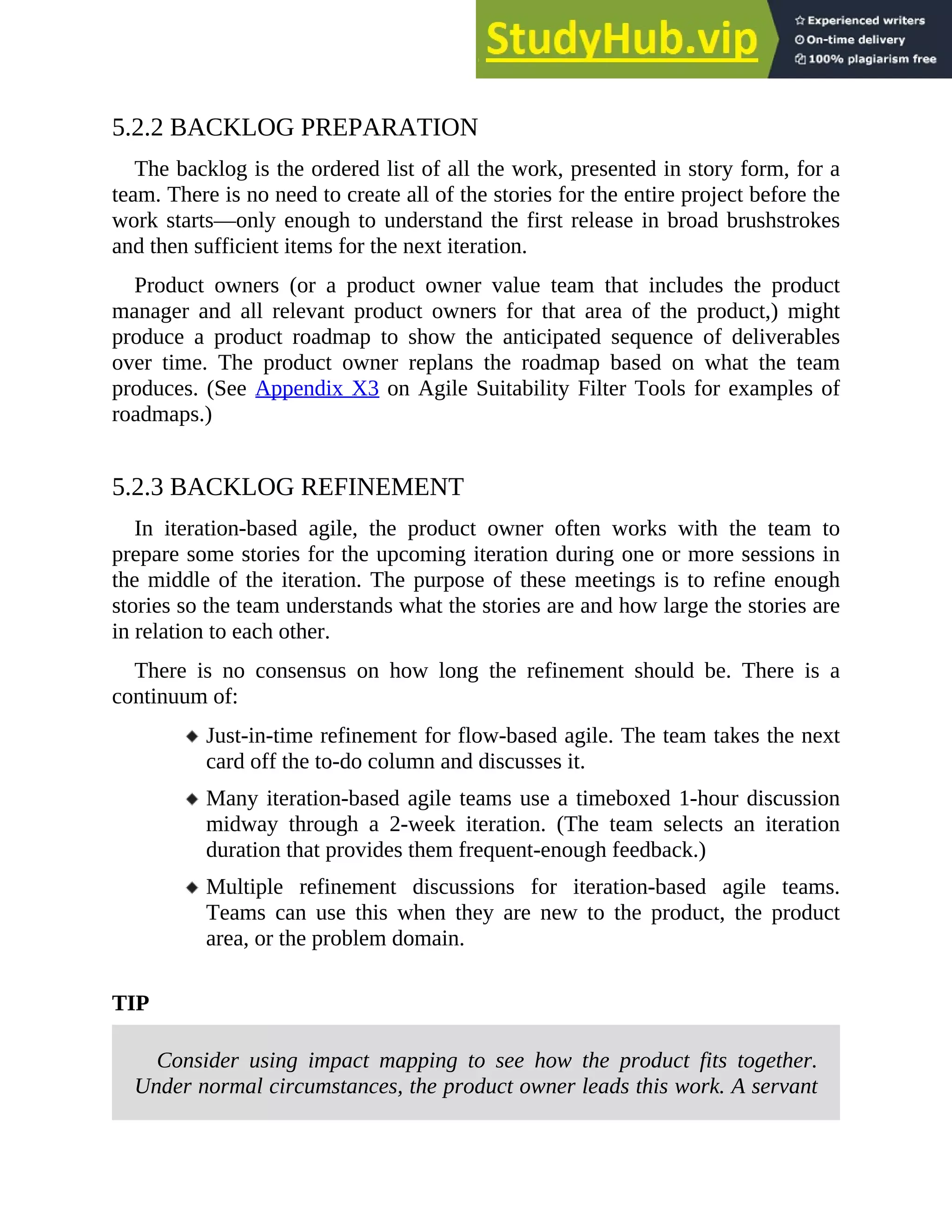 Agile Work Refinement Example AGILE PRACTICE GUIDE | PDF