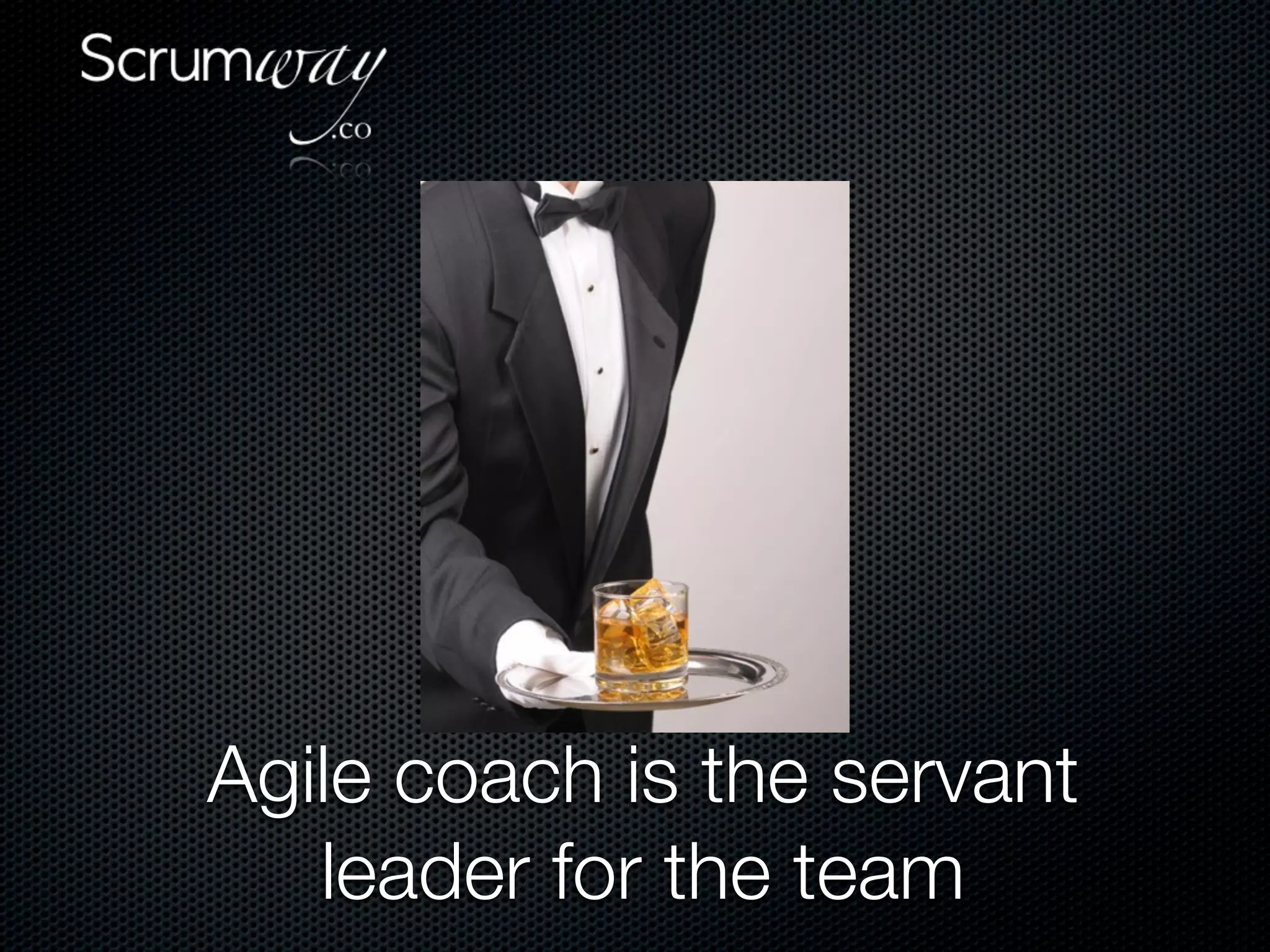 Agile coach is the servant
   leader for the team
 