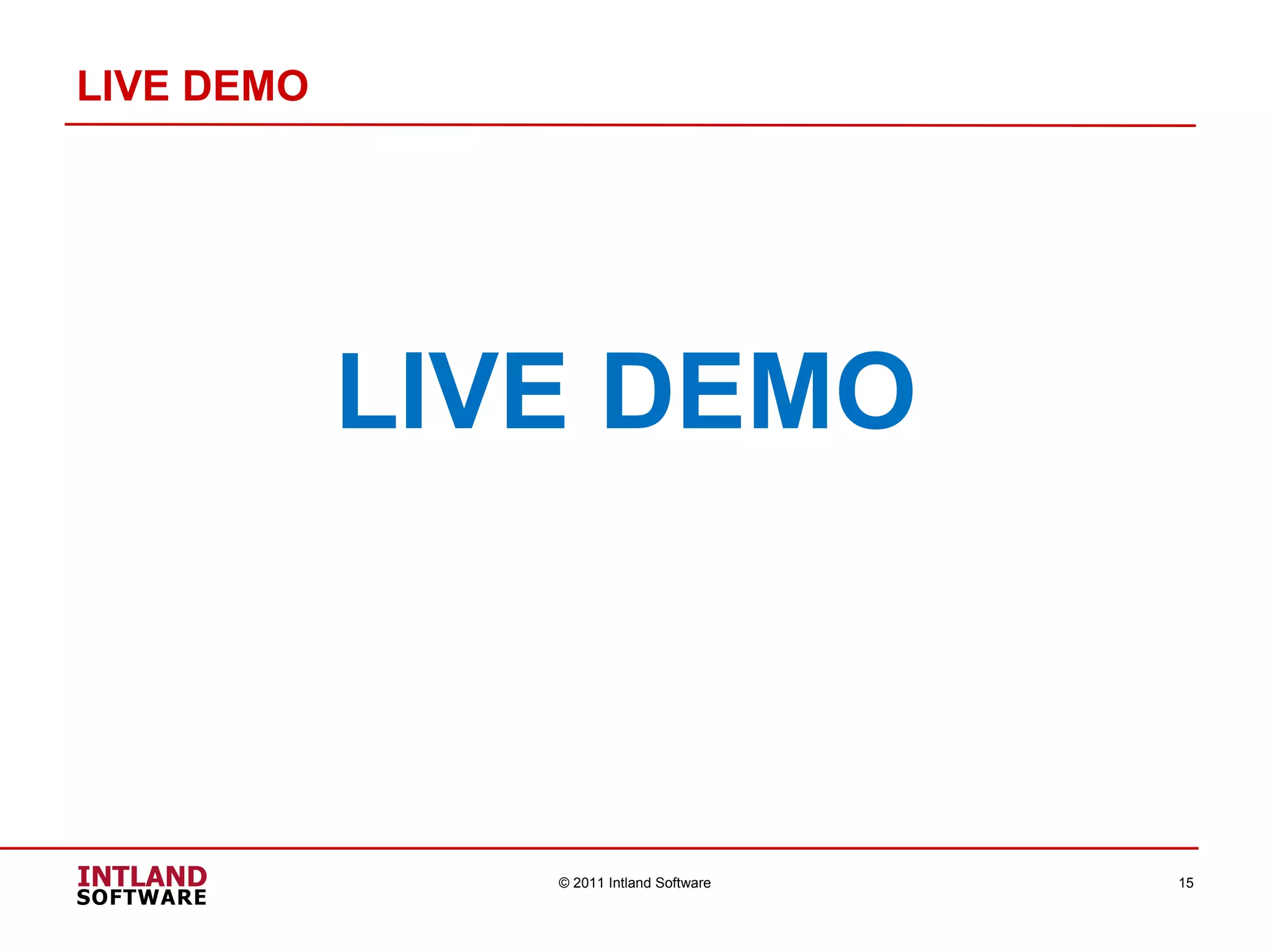 LIVE DEMO LIVE DEMO © 2011 Intland Software 