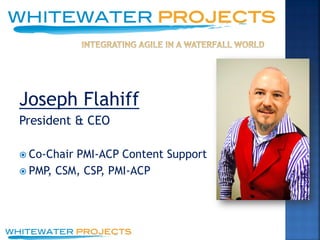 Joseph Flahiff
President & CEO

 Co-ChairPMI-ACP Content Support
 PMP, CSM, CSP, PMI-ACP
 