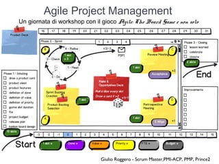 Agile Project Management 
Un giornata di workshop con il gioco Agile: The Board Game e non solo 
Giulio Roggero - Scrum Master,PMI-ACP, PMP, Prince2 
 