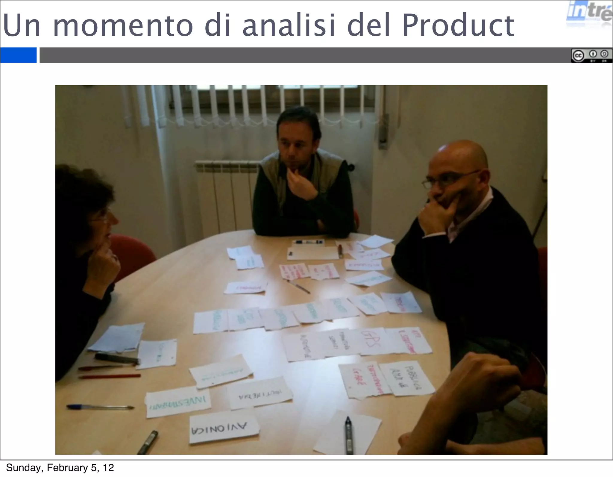 Un momento di analisi del Product 
Sunday, February 5, 12 
 