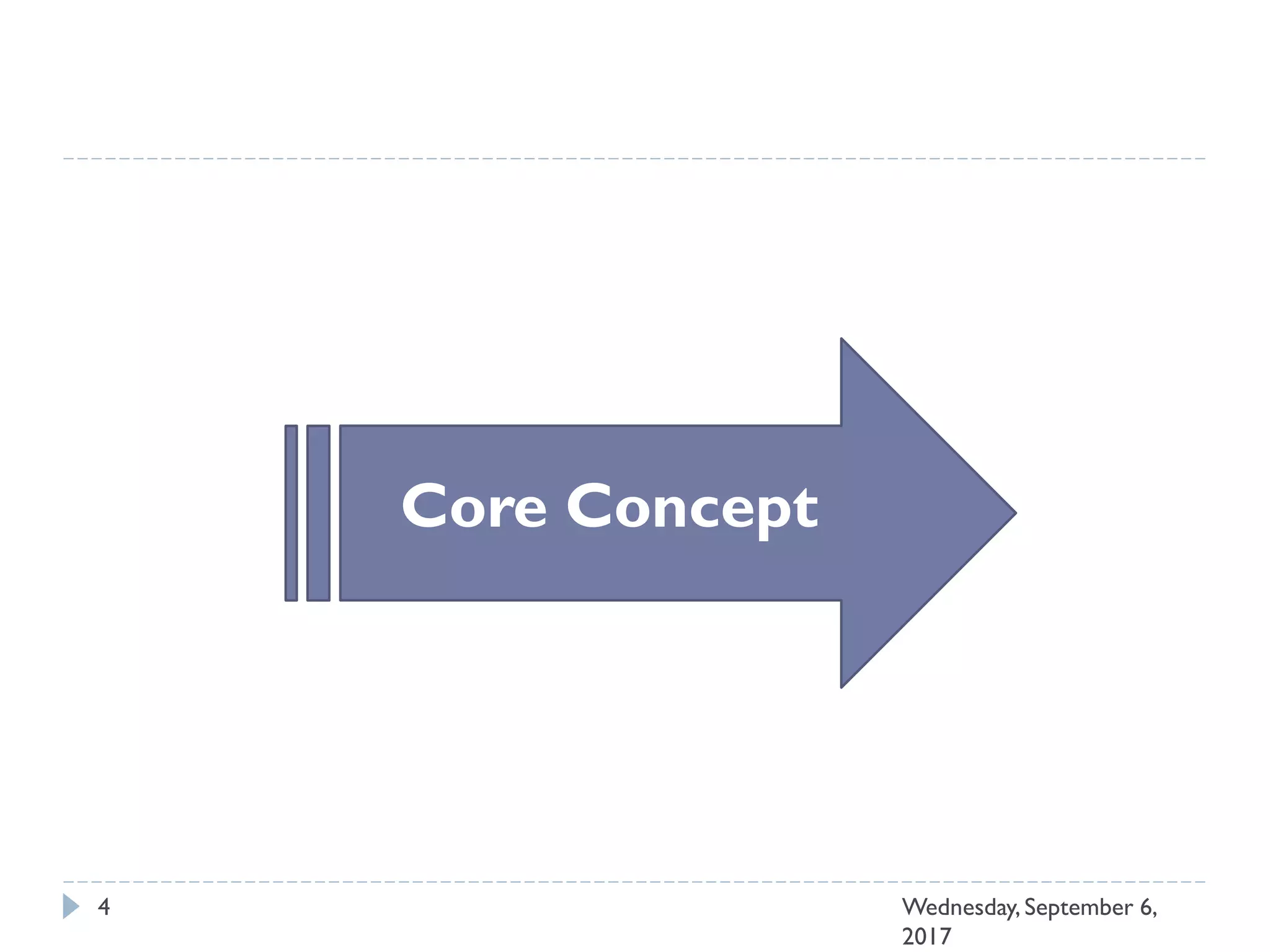 Core Concept
4 Wednesday, September 6,
2017
 