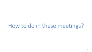 How to do in these meetings?
28
 