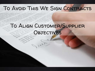 To Avoid This We Sign Contracts
To Align Customer/Supplier
Objectives
 