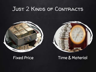 Just 2 Kinds of Contracts
Fixed Price Time & Material
 