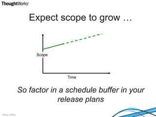 ScopeTimeExpect scope to grow …So factor in a schedule buffer in your release plans