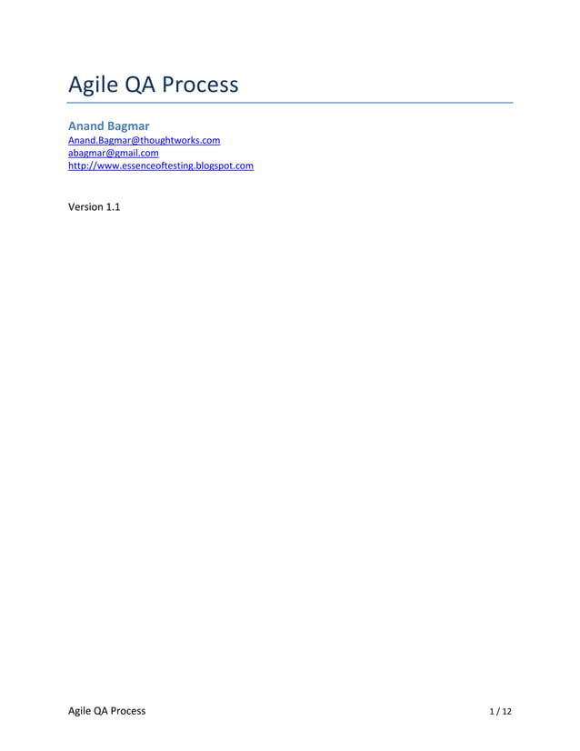 Agile QA Process PDF