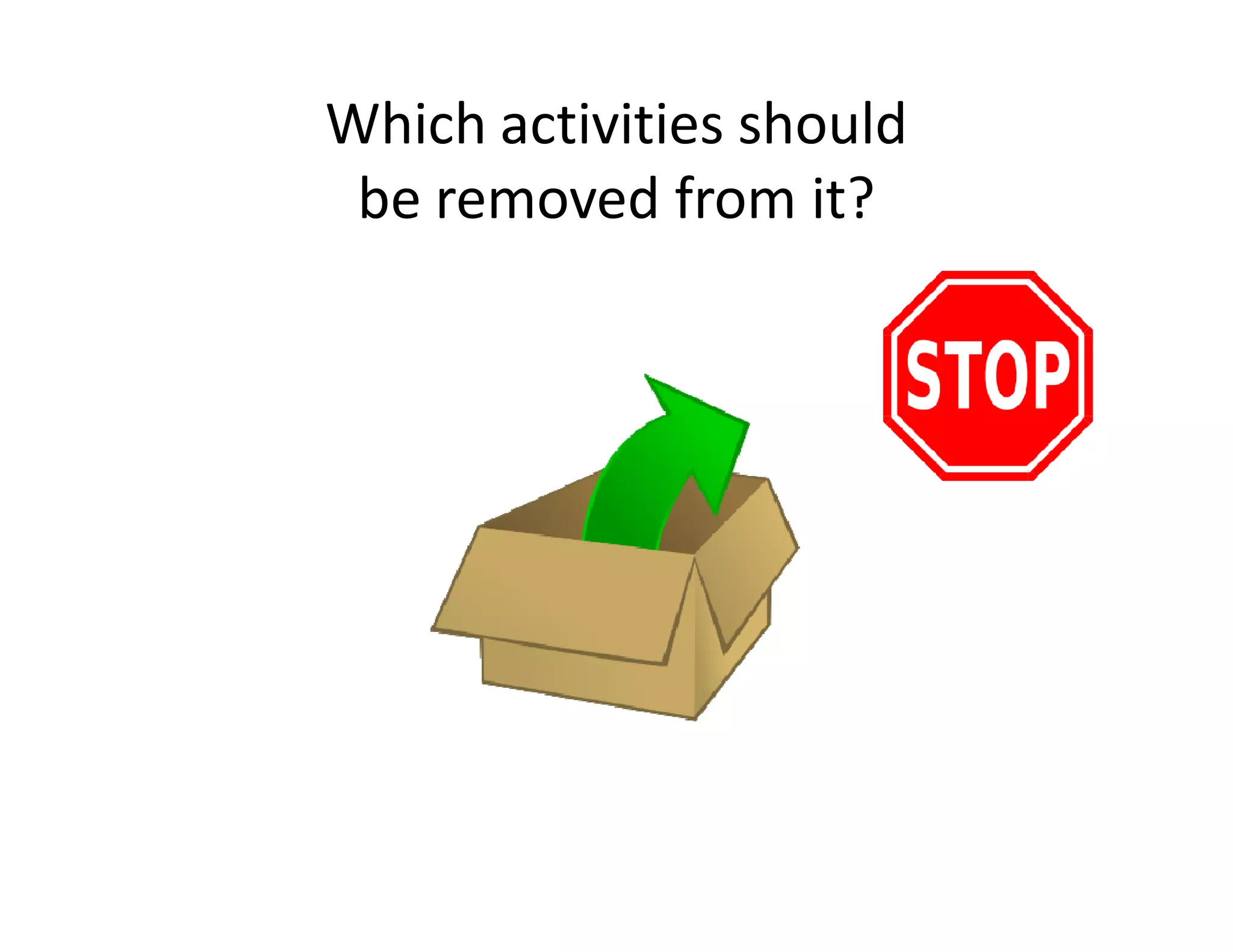Which activities should
 be removed from it?
 