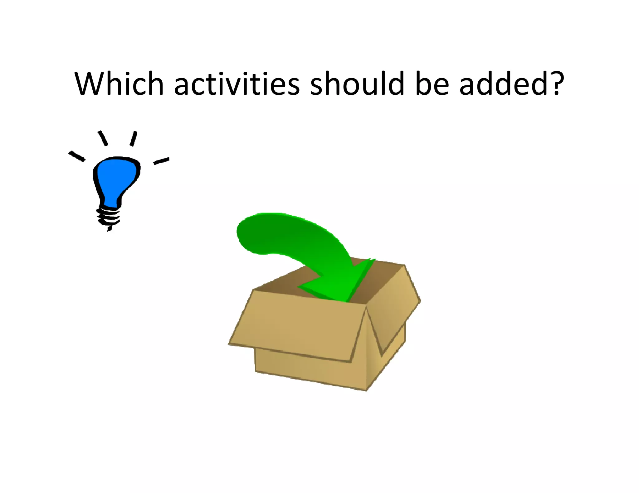 Which activities should be added?
 