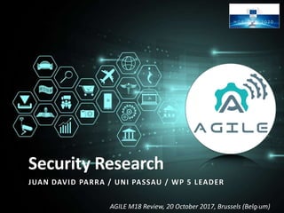 AGILE M18 Review, 20 October 2017, Brussels (Belgium)
Security Research
JUAN DAVID PARRA / UNI PASSAU / WP 5 LEADER
1
 