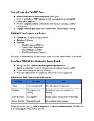 Rhmpp Sample Application Comprehensive Guide to Agile vs Traditional Risk Management and PMI-RMP ...