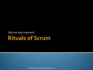 Rituals of Scrum Why are they important? Erin Beierwaltes | agileaction.blogspot.com 