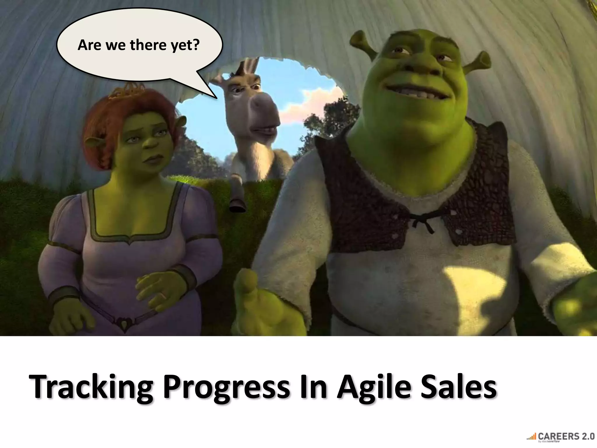 Tracking Progress In Agile Sales
Are we there yet?
 