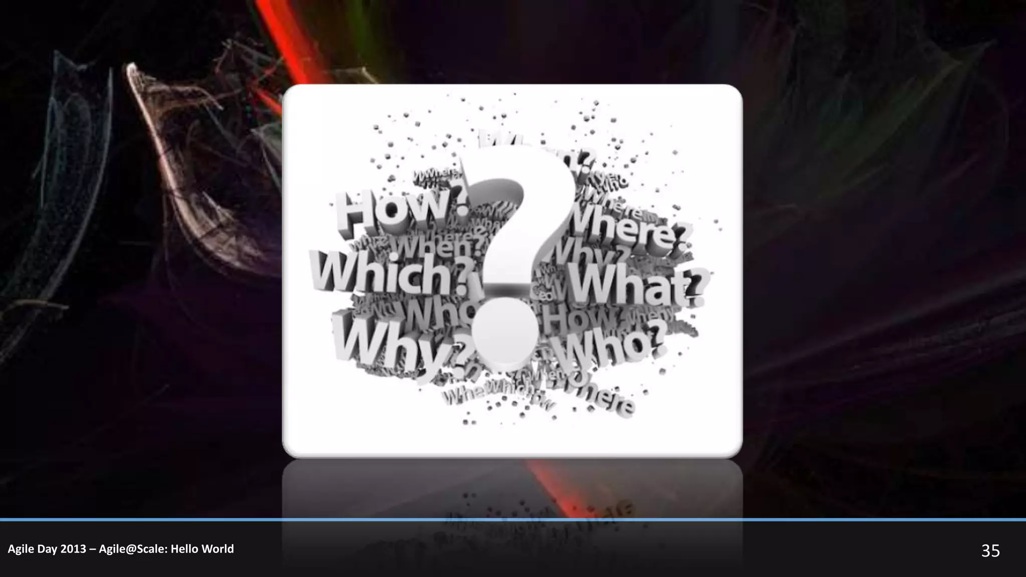 Agile Day 2013 – Agile@Scale: Hello World

35

 