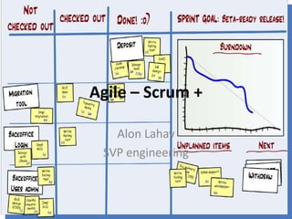 Agile – Scrum +

   Alon Lahav
 SVP engineering
 