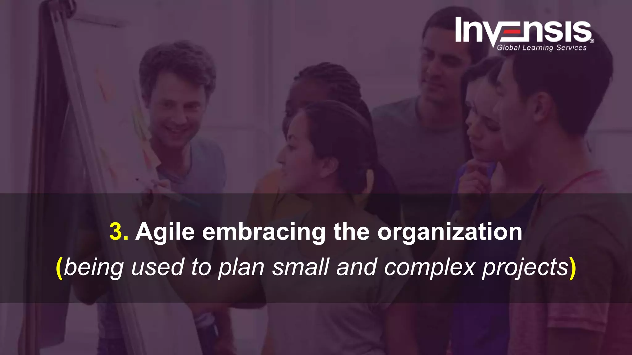 3. Agile embracing the organization
(being used to plan small and complex projects)
 